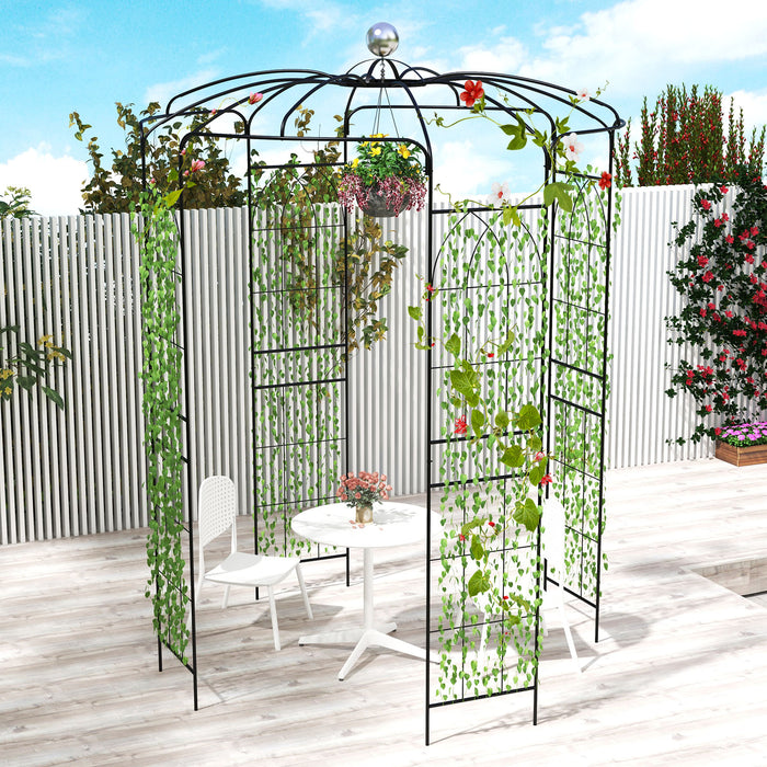 Gazebo Birdcage Pergola Arch - Black Trellis with Hanging Hook - Perfect for Gardening and Flower Arrangements