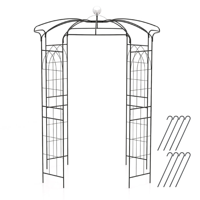 Gazebo Birdcage Pergola Arch - Black Trellis with Hanging Hook - Perfect for Gardening and Flower Arrangements
