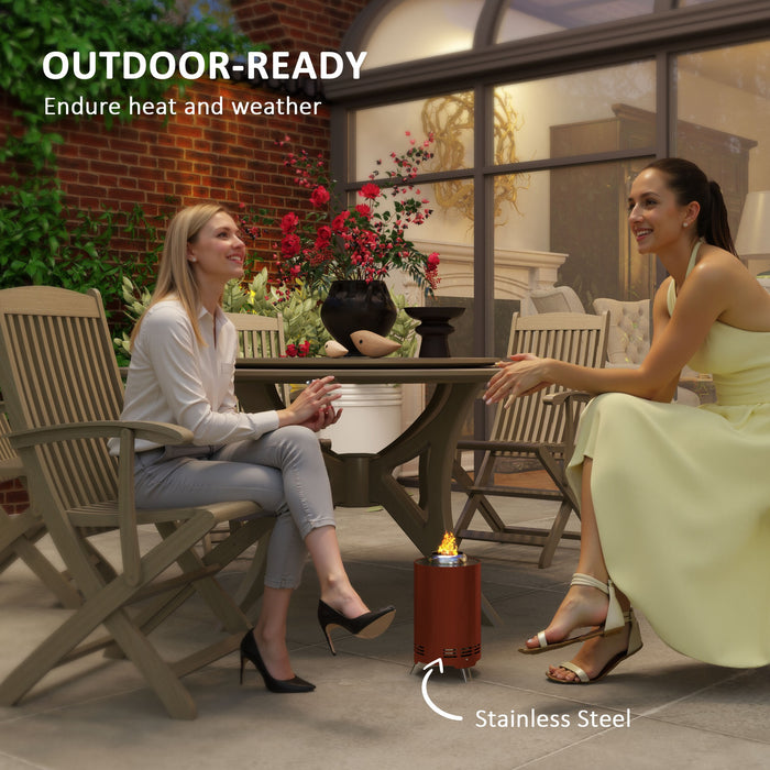 Outsunny Smokeless Fire Pit, 16 x 16 cm Stainless Steel Portable Wood Burning Firepit with Poker for Garden Camping Bonfire Party, Red