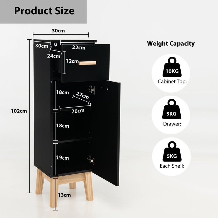 1-Door Freestanding Bathroom Cabinet with Drawer-