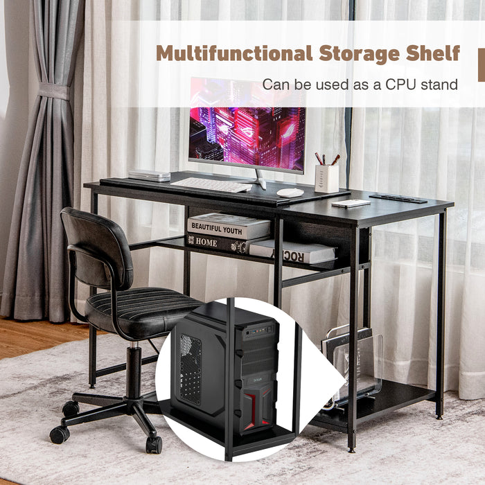 Industrial Computer Desk with Storage Shelf and CPU Stand-