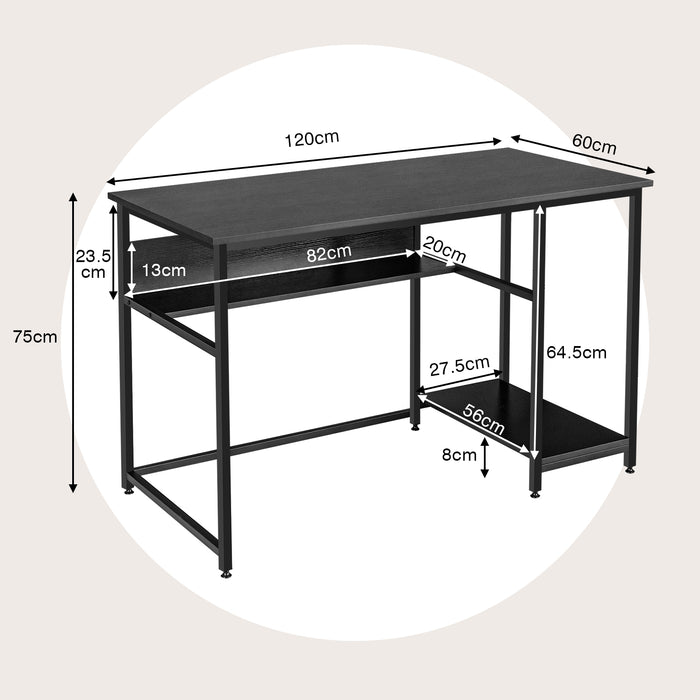 Industrial Computer Desk with Storage Shelf and CPU Stand-