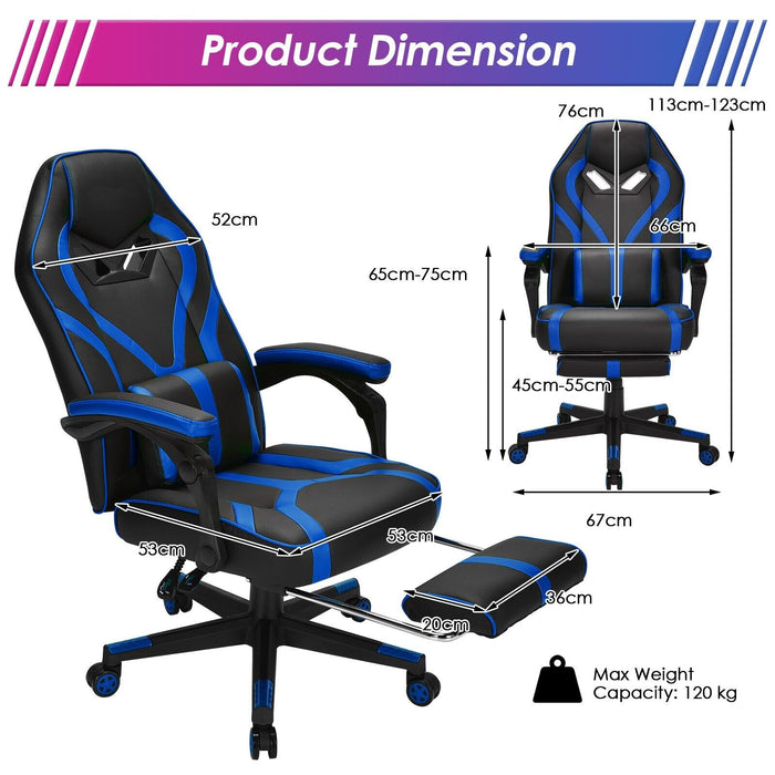 Ergonomic Swivel Gaming Chair with Retractable Footrest and Lumbar Support-