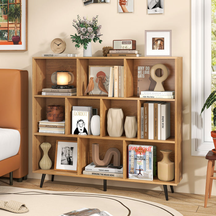 10-Cube Bookcase 120 CM Mid Century Modern Storage Organizer-