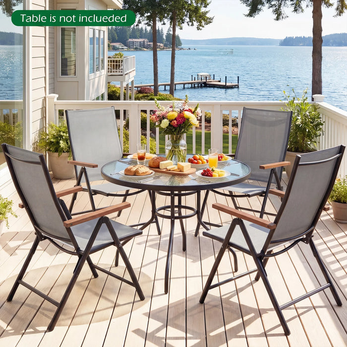 Breathable Fabric Folding Patio Chairs Set of 4-