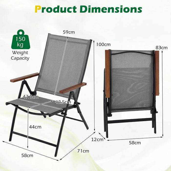 Breathable Fabric Folding Patio Chairs Set of 4-