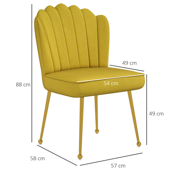 HOMCOM Velvet-Feel Shell Accent Chair - Yellow | Aosom UK
