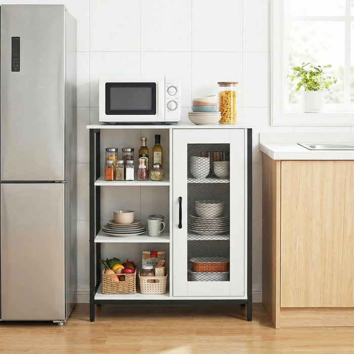 Buffet Cabinet with Adjustable Shelves and Carbon Steel Frame for Living Room-Rustic Brown