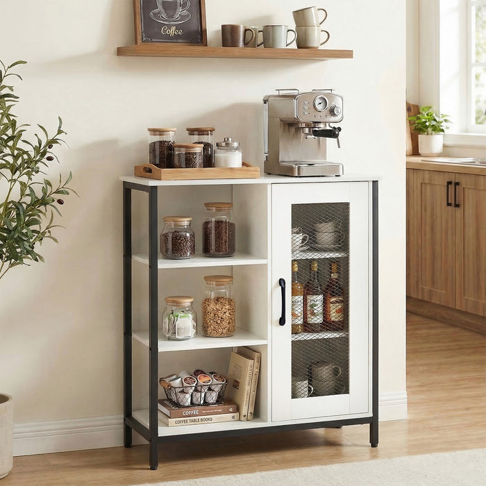 Buffet Cabinet with Adjustable Shelves and Carbon Steel Frame for Living Room-Rustic Brown