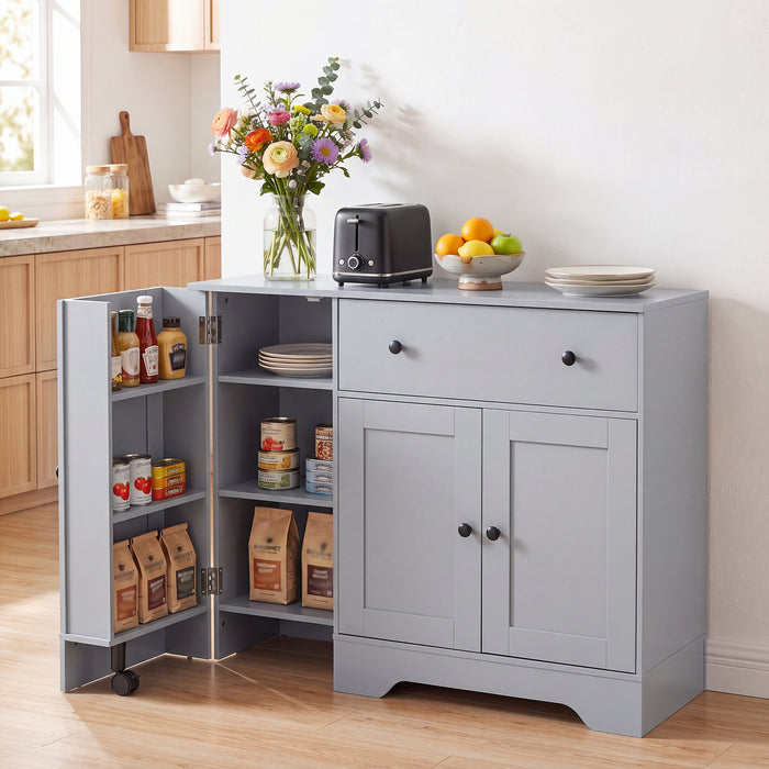 Buffet Cabinet with Storage with 3 Doors Drawers and Shelves-Black