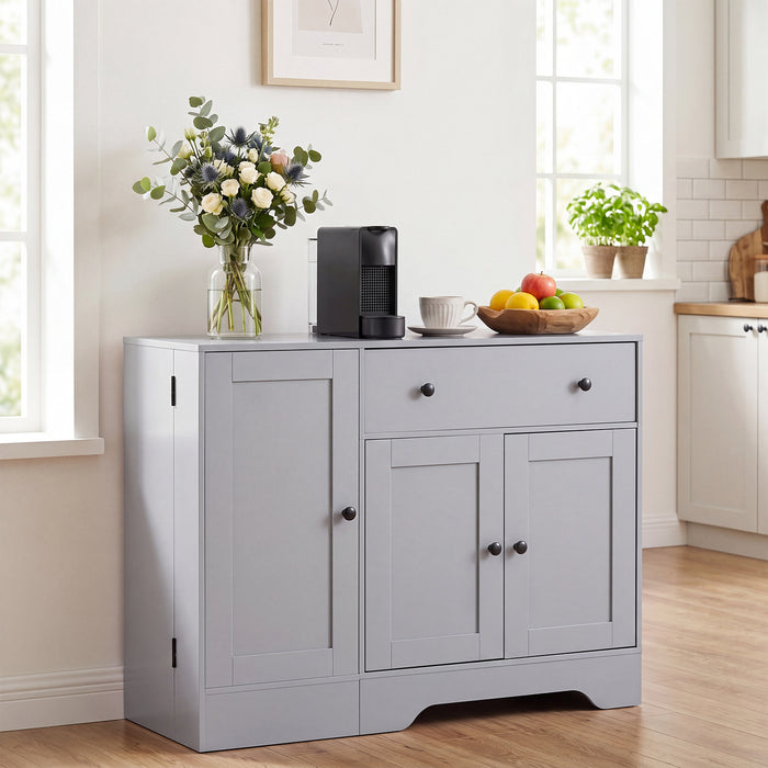 Buffet Cabinet with Storage with 3 Doors Drawers and Shelves-Black