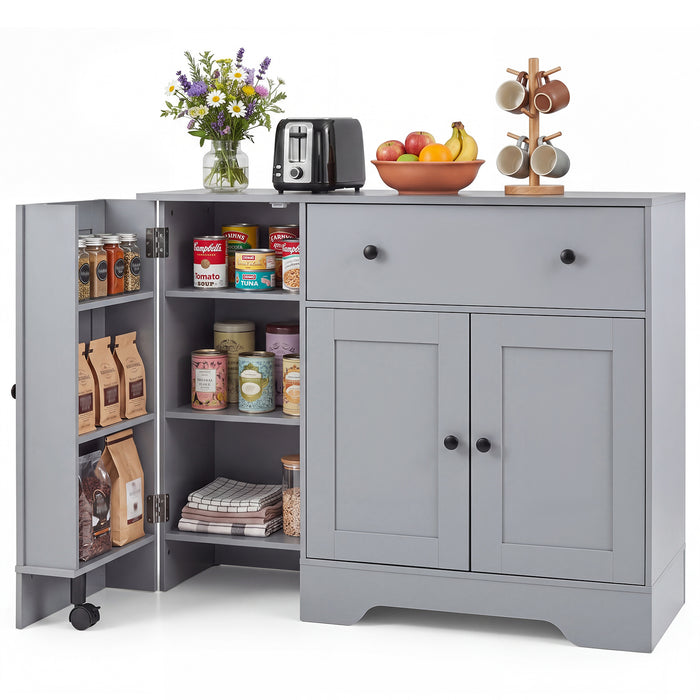 Buffet Cabinet with Storage with 3 Doors Drawers and Shelves-Black