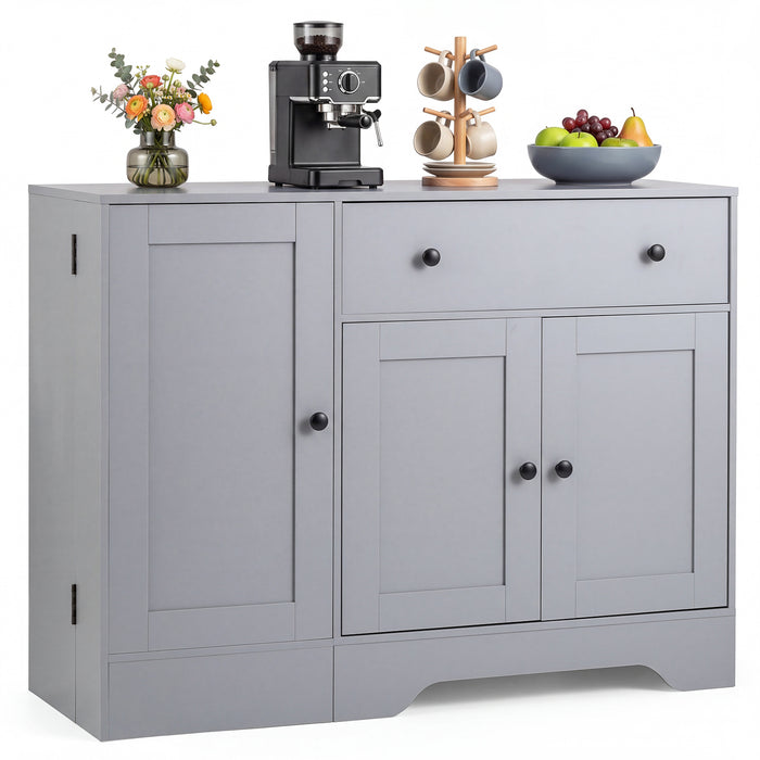 Buffet Cabinet with Storage with 3 Doors Drawers and Shelves-Black