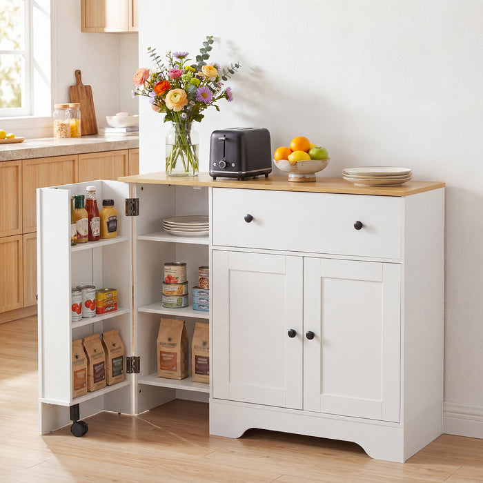 Buffet Cabinet with Storage with 3 Doors Drawers and Shelves-Black