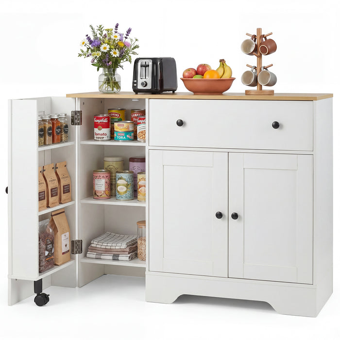 Buffet Cabinet with Storage with 3 Doors Drawers and Shelves-Black