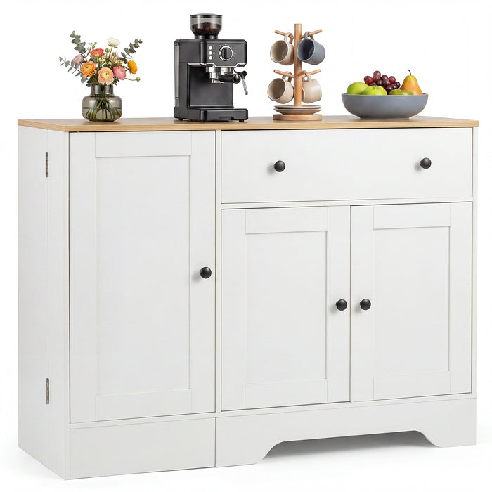 Buffet Cabinet with Storage with 3 Doors Drawers and Shelves-Black