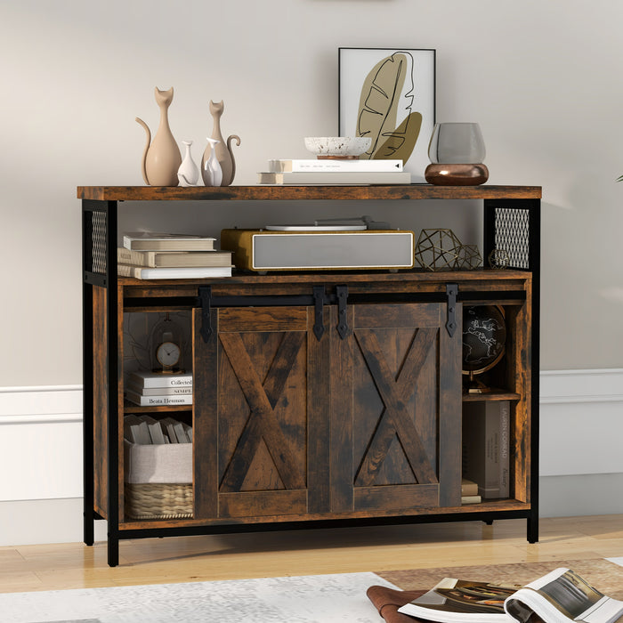 Farmhouse Buffet Cabinet - Coffee Bar Unit with 3-Level Adjustable Shelves - Perfect Storage Solution for Home Essentials