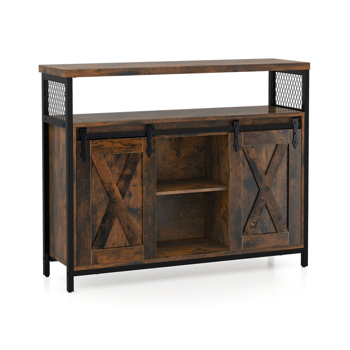 Farmhouse Buffet Cabinet - Coffee Bar Unit with 3-Level Adjustable Shelves - Perfect Storage Solution for Home Essentials