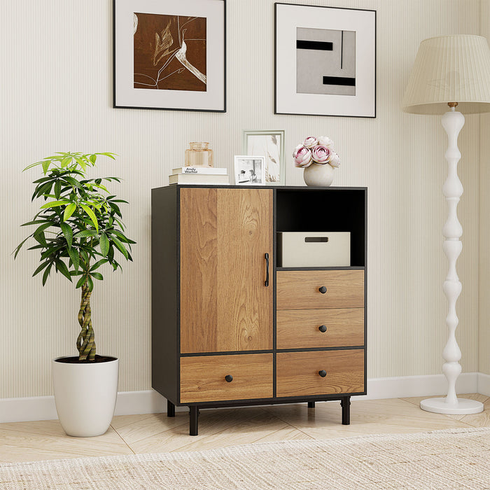 Buffet Sideboard Mid Century Modern Storage Cabinet with 4 Drawers-