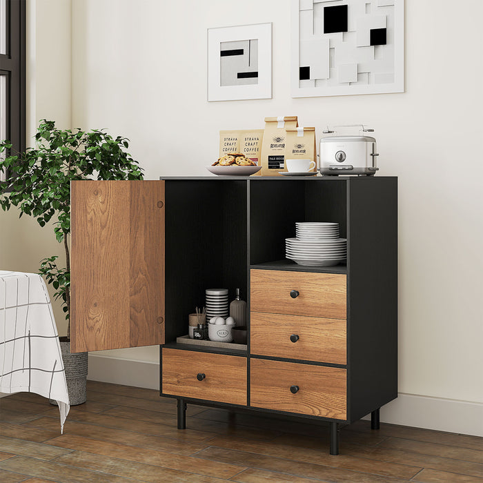 Buffet Sideboard Mid Century Modern Storage Cabinet with 4 Drawers-