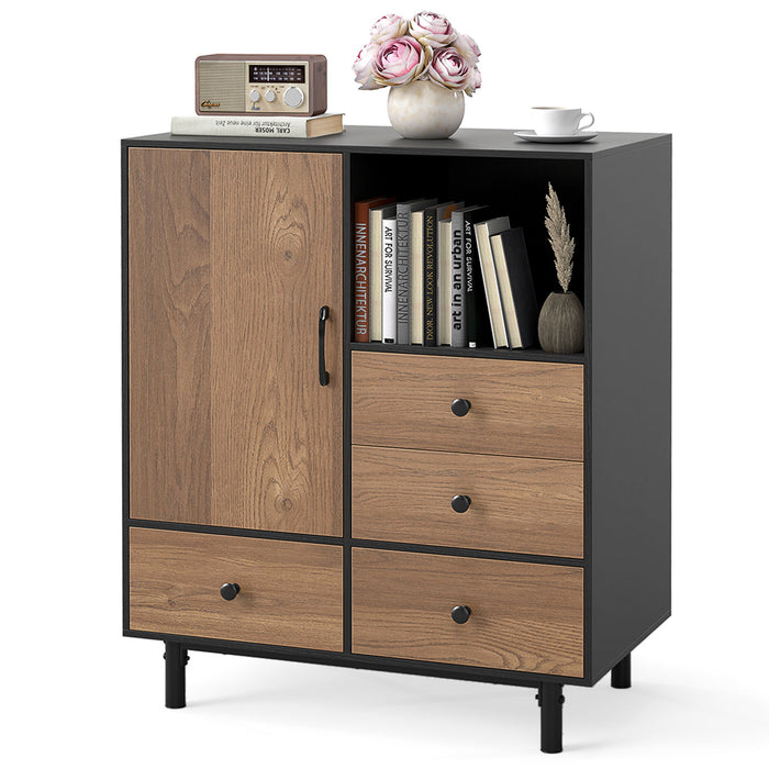 Buffet Sideboard Mid Century Modern Storage Cabinet with 4 Drawers-