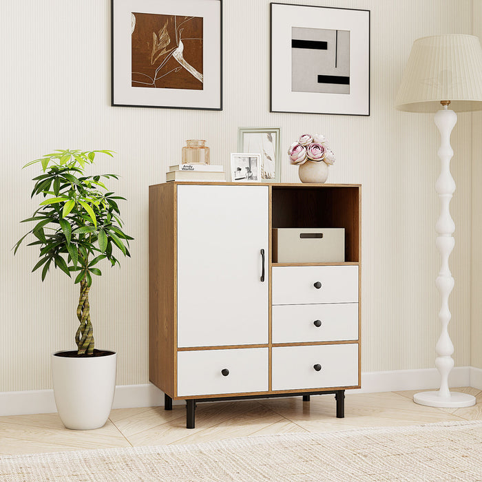 Buffet Sideboard Mid Century Modern Storage Cabinet with 4 Drawers-