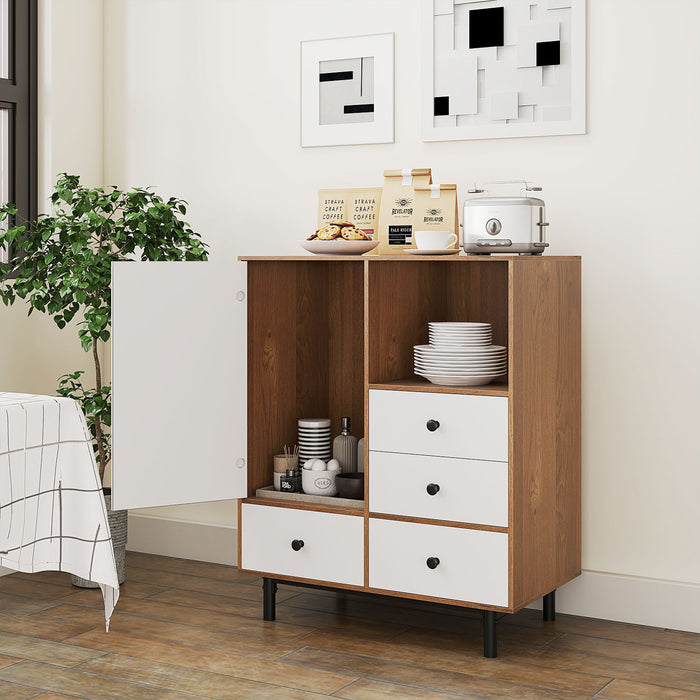 Buffet Sideboard Mid Century Modern Storage Cabinet with 4 Drawers-