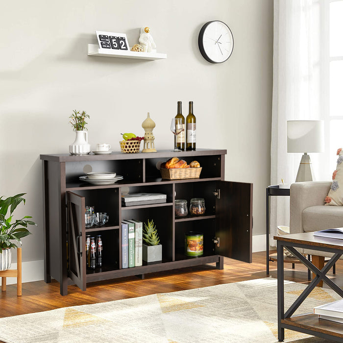 Buffet Storage Cabinet with Detachable 9-Bottle Wine Rack and 2 Door Cabinets-