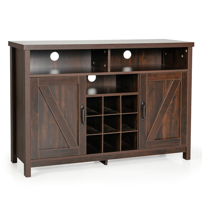 Buffet Storage Cabinet with Detachable 9-Bottle Wine Rack and 2 Door Cabinets-