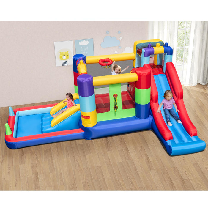 Building Block Inflatable Bounce House with 2 Slides and Ocean Ball Pool
