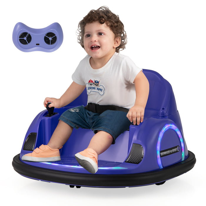 Kids Ride on Battery Powered Bumping Car with Flashing LED Lights-Purple