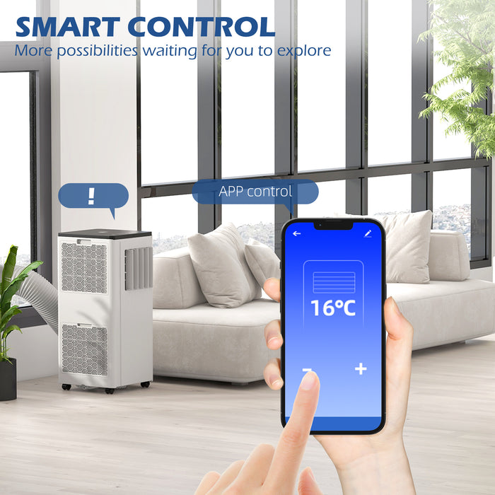 7000 BTU Portable AC Unit - WiFi-Enabled Smart Air Conditioning with Dehumidifier and Fan - Ideal for Rooms up to 15m² with 24-Hour Timer and Window Installation Kit