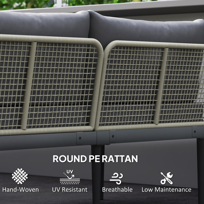 Outsunny Thee-Piece 'L' Rattan Sofa Set - Grey