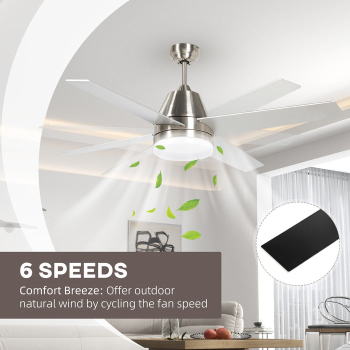 Flush Mount Ceiling Fan with LED Light - Reversible Blades, Remote Control, Stylish Silver and Black Design - Ideal for Modern Home Cooling and Lighting