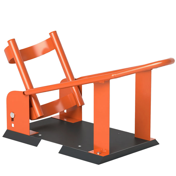 HOMCOM Motorcycle Wheel Chock, 816.5 kg Capacity Heavy Duty Steel Motorcycle Front Wheel Chock Holder with 3 Height Adjustable Holes, Fits 381-533.4 mm Wheels, Orange