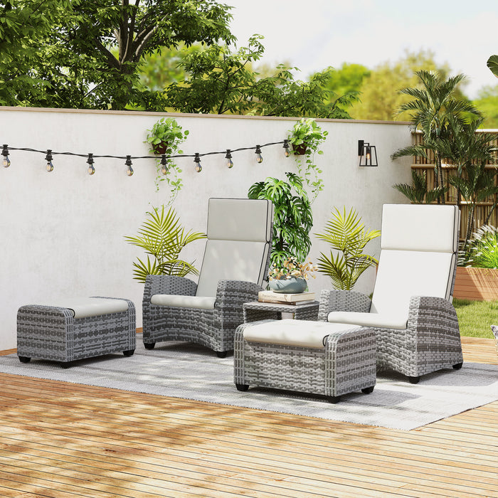 Outsunny 5-Piece Rattan Garden Furniture Set with Cushions - Grey