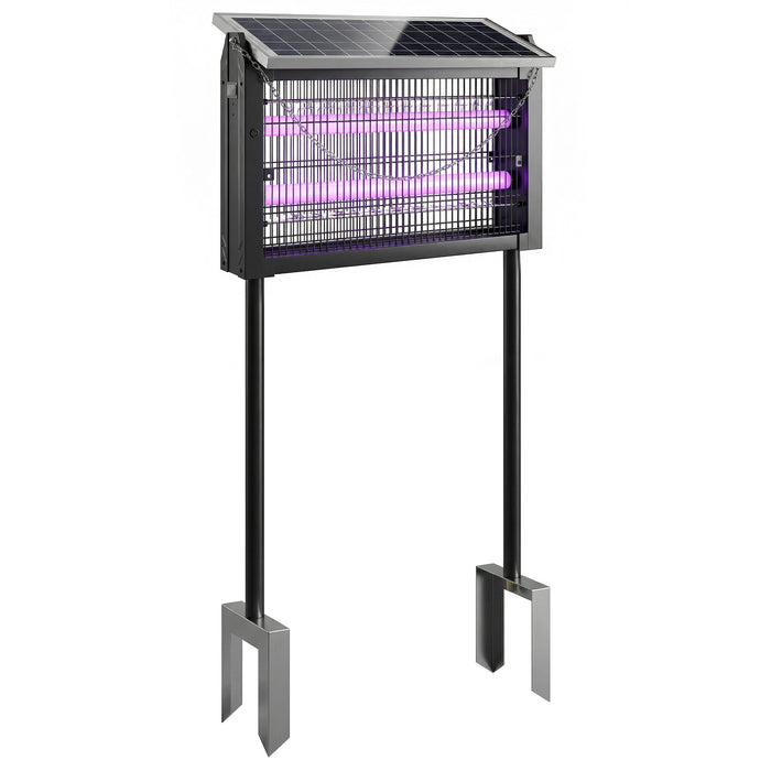 Outsunny Solar Bug Zapper Outdoor, 3500 V Electric Mosquito Fly Zapper with 4.3 m Cord, Dusk-to-Dawn Control, Black