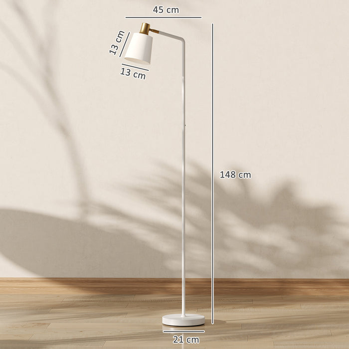 HOMCOM Modern Standing Lamp, Floor Lamp with 350° Rotatable Head for Living Room, White