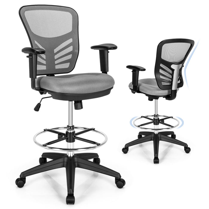 Mesh Drafting Chair with Adjustable Footrest-