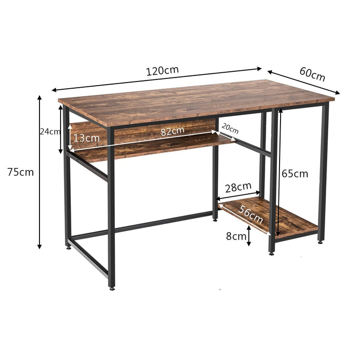 Industrial Computer Desk with Storage Shelf and CPU Stand-