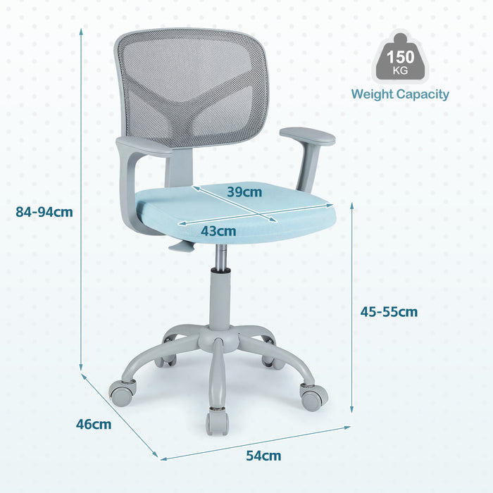 Kids Desk Chair with Adjustable Seat Height and Swivel Wheels for Ages 3+-
