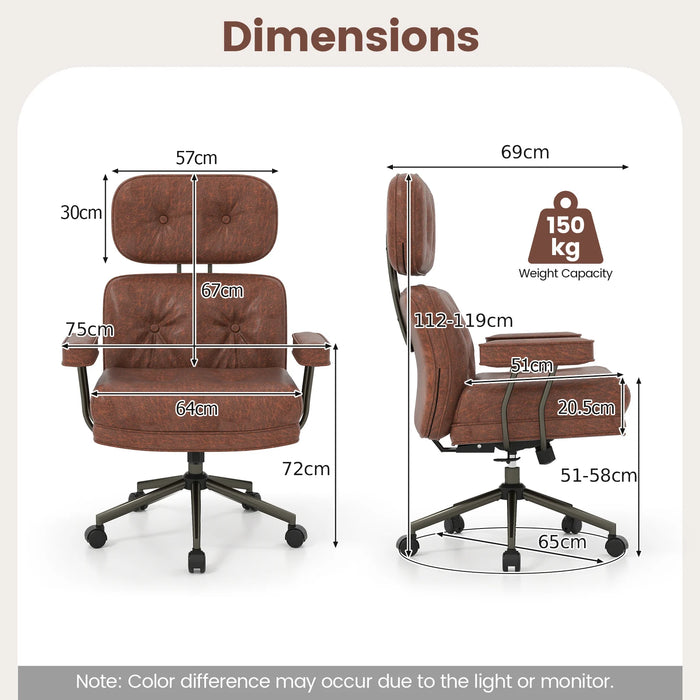 Ergonomic Home Office Chair Suede Fabric Adjustable with Detachable Armrests-