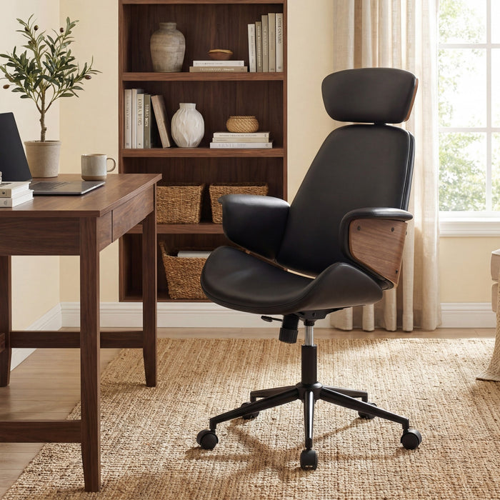 Ergonomic Office Chair with Headrest & Adjustable Height for Home Office-