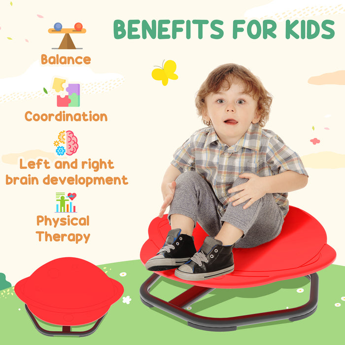 AIYAPLAY Planet-Shaped-kids Swivel Chair, Sensory Spinning Chair for Balance, Coordination Training, Red