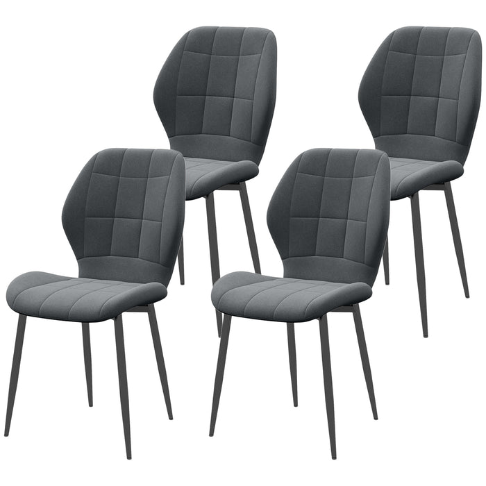 Flannel Relaxed Tub Dining Chair Set of 4 - Cozy Dark Grey Upholstery - Elegant Seating for Dining Room