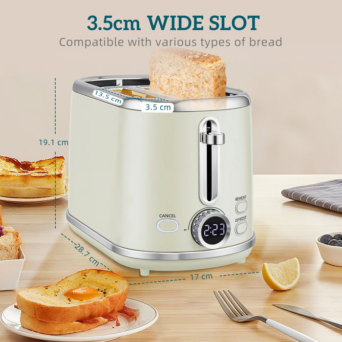 HOMCOM Polished Retro 40-100°C Kettle and Toaster Set - Grey