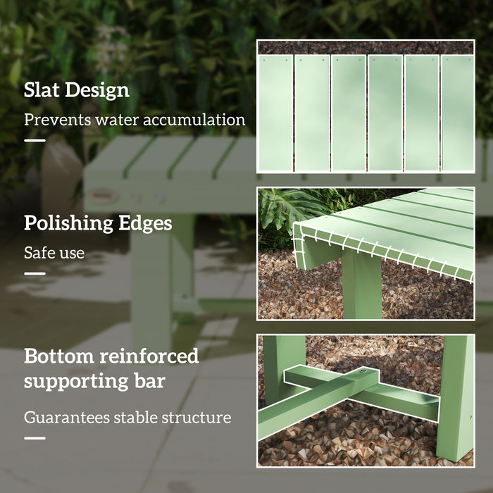 Outsunny Wooden Garden Bench, Backless Outdoor Loveseat with Slatted Seat, Light Green