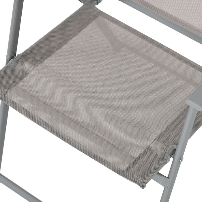 Outsunny Eight-Piece Garden Dining Set, with Chairs, Table and Parasol - Grey