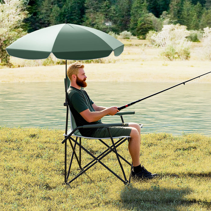 Camping Chair with Adjustable Umbrella and Portable Carrying Bag-