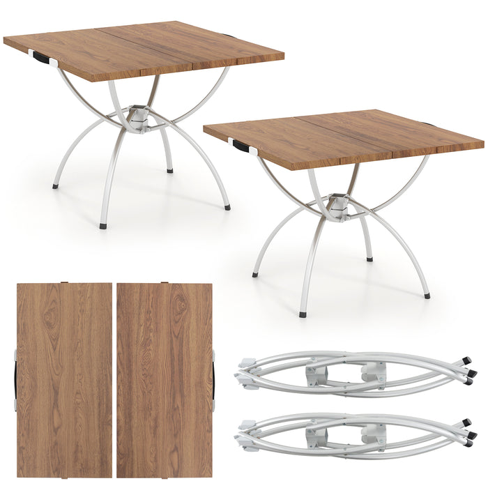 Foldable Picnic Table with Extendable Design and Wood-grain Tabletop for Hiking Fishing BBQ Party-